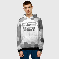 Толстовка-худи мужская Counter Strike 2 - white gradient, цвет: 3D-черный — фото 2