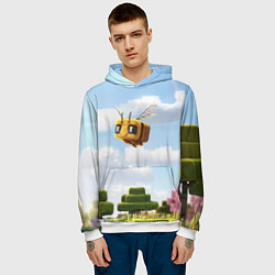 Толстовка-худи мужская Пчёлка - Minecraft, цвет: 3D-белый — фото 2