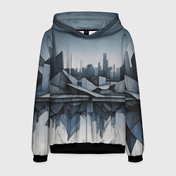 Толстовка-худи мужская Небоскребы и скалы, цвет: 3D-черный