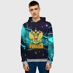 Толстовка-худи мужская Россия - березовая абстракция, цвет: 3D-меланж — фото 2