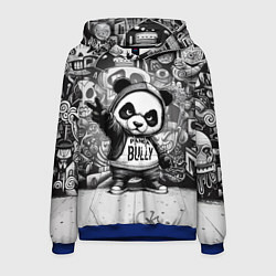 Толстовка-худи мужская Детёныш панды уличный хулиган на фоне граффити, цвет: 3D-синий