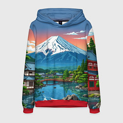 Толстовка-худи мужская Япония гора, цвет: 3D-красный