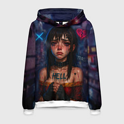 Толстовка-худи мужская Девушка с разбитым сердцем, цвет: 3D-белый
