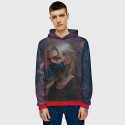 Толстовка-худи мужская Мужчина в маске, цвет: 3D-красный — фото 2