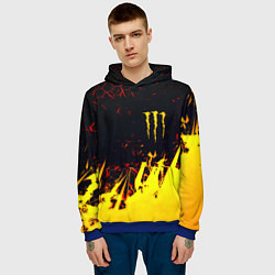 Толстовка-худи мужская Monster energy абстрактные краски, цвет: 3D-синий — фото 2
