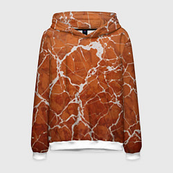 Толстовка-худи мужская Темно-оранжевый мрамор, цвет: 3D-белый