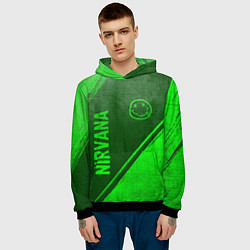 Толстовка-худи мужская Nirvana - green gradient вертикально, цвет: 3D-черный — фото 2