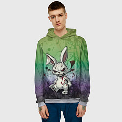 Толстовка-худи мужская Безумный кролик хулиган, цвет: 3D-меланж — фото 2