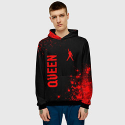 Толстовка-худи мужская Queen - red gradient вертикально, цвет: 3D-черный — фото 2