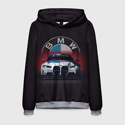 Толстовка-худи мужская BMW на красном фоне, цвет: 3D-меланж