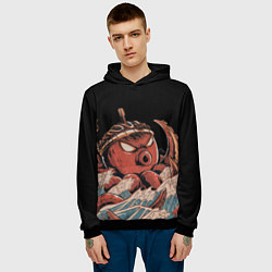 Толстовка-худи мужская Осьминог такояки, цвет: 3D-черный — фото 2
