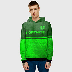 Толстовка-худи мужская Fortnite - green gradient посередине, цвет: 3D-черный — фото 2