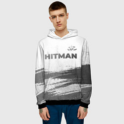 Толстовка-худи мужская Hitman - white gradient посередине, цвет: 3D-черный — фото 2