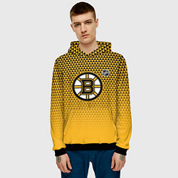 Толстовка-худи мужская Бостон Брюинз - паттерн треугольников, цвет: 3D-черный — фото 2