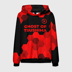 Толстовка-худи мужская Ghost of Tsushima - red gradient посередине, цвет: 3D-черный