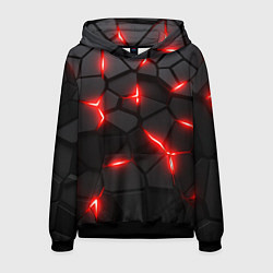 Толстовка-худи мужская Красная неоновая броня, цвет: 3D-черный