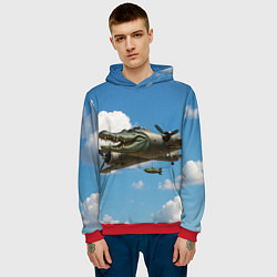 Толстовка-худи мужская Бомбардиро крокодило, цвет: 3D-красный — фото 2