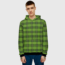 Толстовка-худи мужская Зеленый тартан, цвет: 3D-черный — фото 2