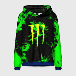 Толстовка-худи мужская Monster energy кислотное лого огонь, цвет: 3D-синий