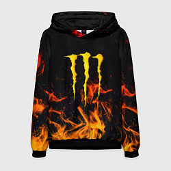 Толстовка-худи мужская Monster energy orange fire, цвет: 3D-черный