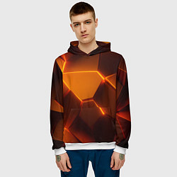 Толстовка-худи мужская Оранжевые объемные пластины, цвет: 3D-белый — фото 2
