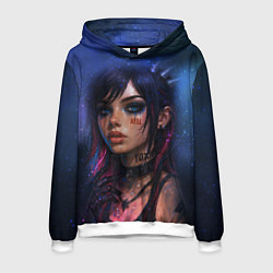 Толстовка-худи мужская Девушка неформалка cosmic hell goth, цвет: 3D-белый