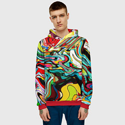 Толстовка-худи мужская Абстракция пластика красно-жёлтый, цвет: 3D-красный — фото 2