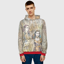 Толстовка-худи мужская Девушки стимпанк, цвет: 3D-красный — фото 2