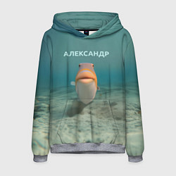Толстовка-худи мужская Рыба - Александр, цвет: 3D-меланж