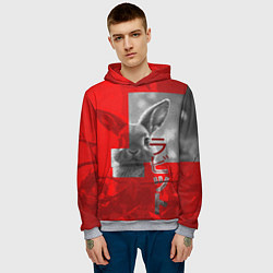 Толстовка-худи мужская Бурый резвый кролик, цвет: 3D-меланж — фото 2
