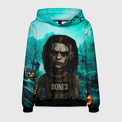 Толстовка-худи мужская Bones в стиле хоррор куклы, цвет: 3D-черный