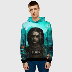 Толстовка-худи мужская Bones в стиле хоррор куклы, цвет: 3D-черный — фото 2