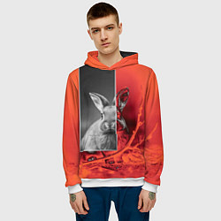 Толстовка-худи мужская Хмурый кролик, цвет: 3D-белый — фото 2