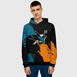 Толстовка-худи мужская Сан Хосе Шаркс - два цвета, цвет: 3D-черный — фото 2