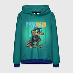 Толстовка-худи мужская Croco cub is a cool skateboarder, цвет: 3D-синий