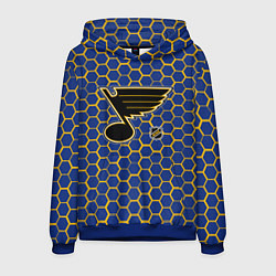 Толстовка-худи мужская Сент Луис Блюз - синие соты, цвет: 3D-синий