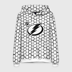 Толстовка-худи мужская Тампа Бэй Лайтнинг - белые соты, цвет: 3D-белый