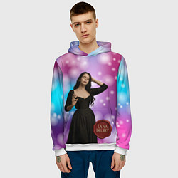 Толстовка-худи мужская Lana Del Rey закрыла глаза, цвет: 3D-белый — фото 2