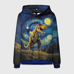 Толстовка-худи мужская Звездная ночь - Тираннозавр, цвет: 3D-синий