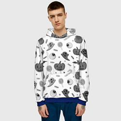 Толстовка-худи мужская Halloween grey and white, цвет: 3D-синий — фото 2
