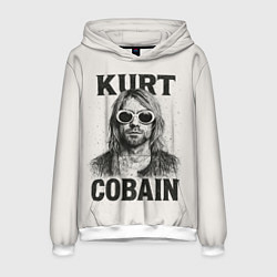 Толстовка-худи мужская Kurt Cobain - grunge-art, цвет: 3D-белый