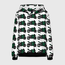 Толстовка-худи мужская Motorbike dark green, цвет: 3D-черный