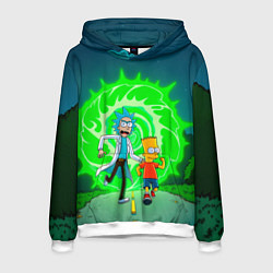 Толстовка-худи мужская Рик и Барт Симпсон, цвет: 3D-белый