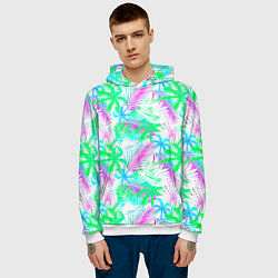 Толстовка-худи мужская Palm green light blue, цвет: 3D-белый — фото 2