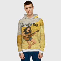 Толстовка-худи мужская Lana Del Rey с гитарой, цвет: 3D-белый — фото 2