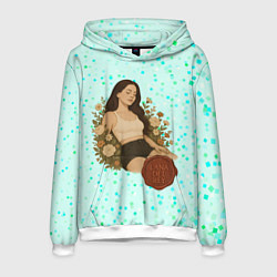 Толстовка-худи мужская Lana Del Rey сидит в цветах, цвет: 3D-белый