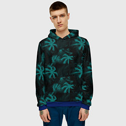 Толстовка-худи мужская Palm light blue dark, цвет: 3D-синий — фото 2