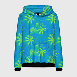 Толстовка-худи мужская Palm light green light blue, цвет: 3D-черный