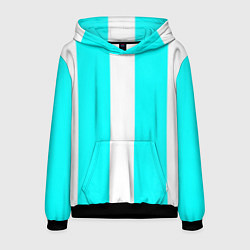 Толстовка-худи мужская Color white light blue line, цвет: 3D-черный