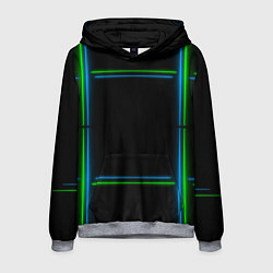 Толстовка-худи мужская Neon green light blue, цвет: 3D-меланж